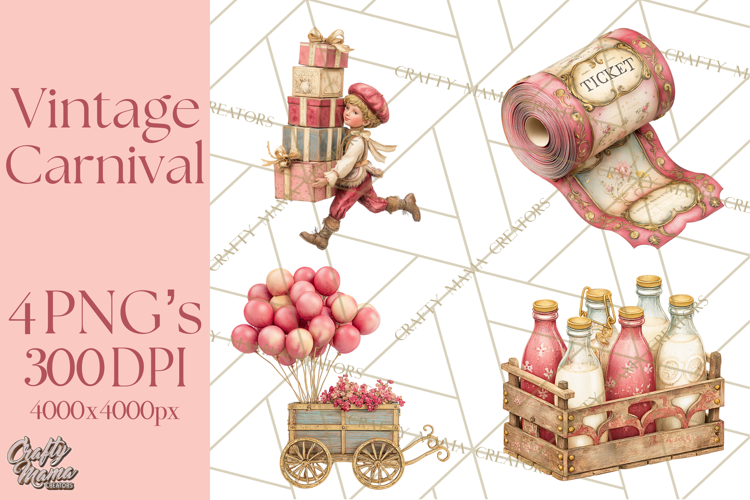 Vintage Antique Carnival Clipart, Retro Carnival PNG