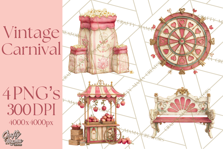 Vintage Antique Carnival Clipart, Retro Carnival PNG