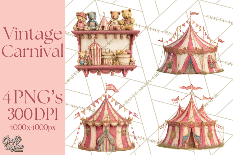 Vintage Antique Carnival Clipart, Retro Carnival PNG