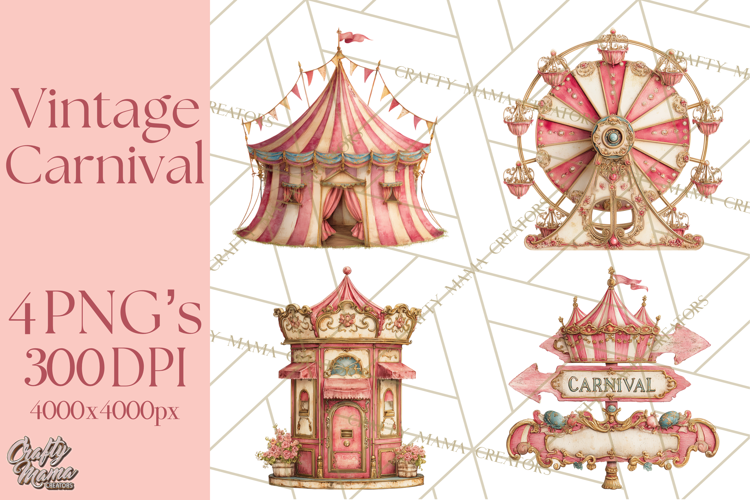 Vintage Antique Carnival Clipart, Retro Carnival PNG