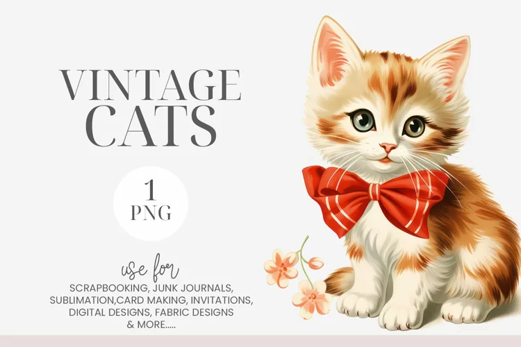 Watercolor White & Ginger Kitten Clipart PNG