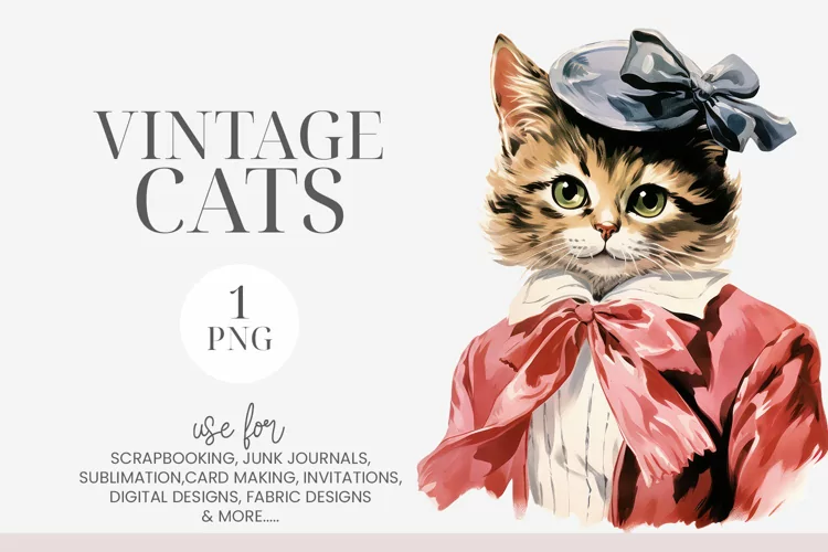 Watercolor Tabby Cat in Clothing Clipart PNG