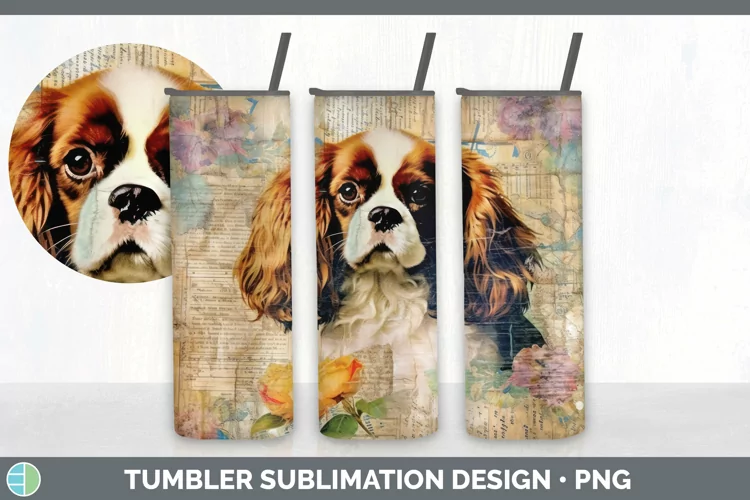 Vintage Cavalier King Charles Spaniel Dog Tumbler | Sublimat