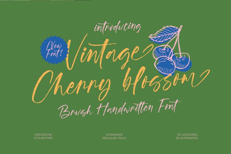 Vintage Cherry Blossom - Brush Handwritten Font