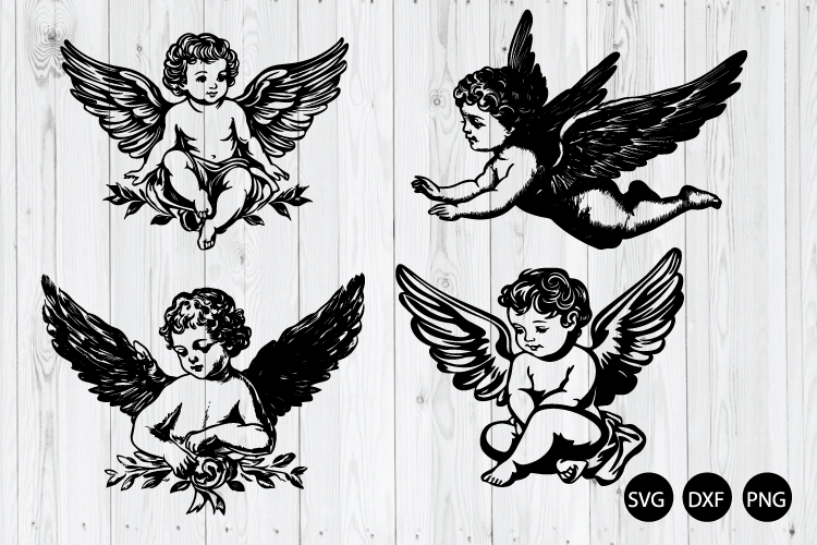 Vintage Cherub SVG, Vintage Christmas Angels SVG