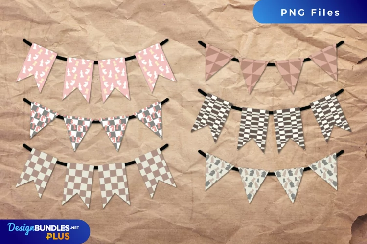 Vintage Chess Pieces Seamless Pattern Bunting Banner Sets