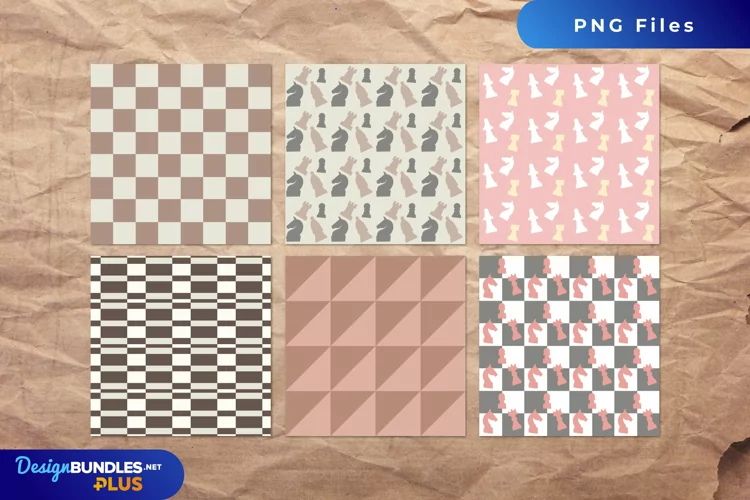 Vintage Chess Pieces Seamless Pattern Paper Packs