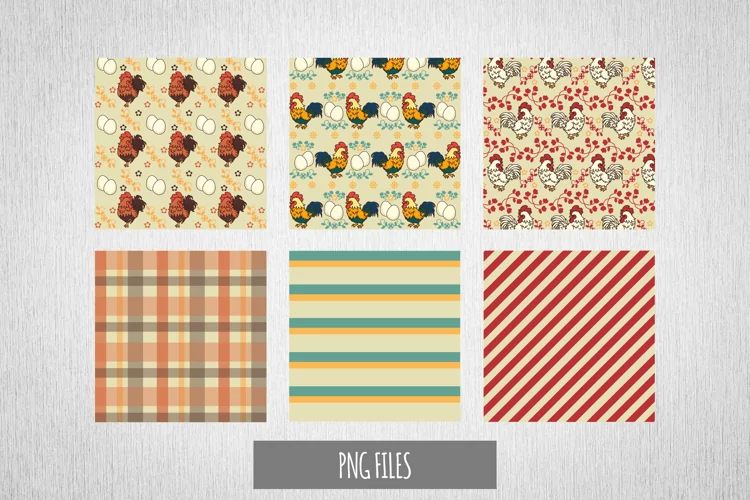 Vintage Chicken Seamless Pattern Paper Pack