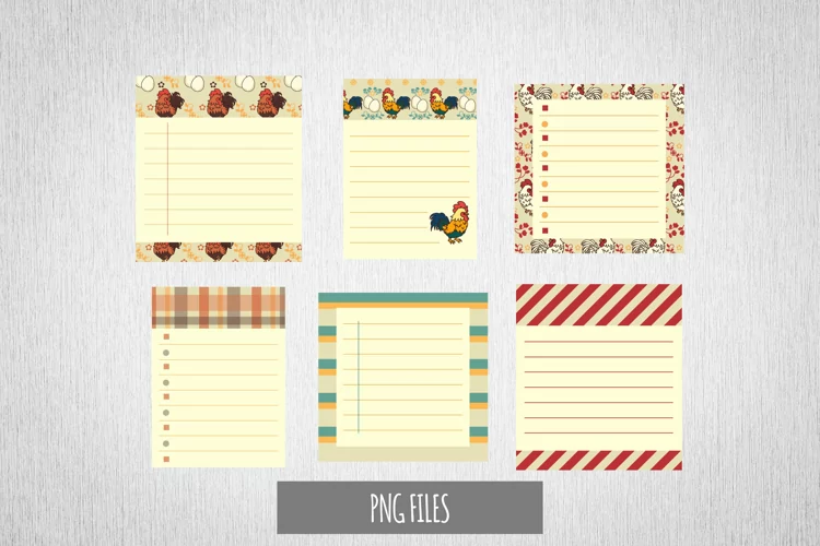 Vintage Chicken Seamless Pattern Shaped Journaling Page