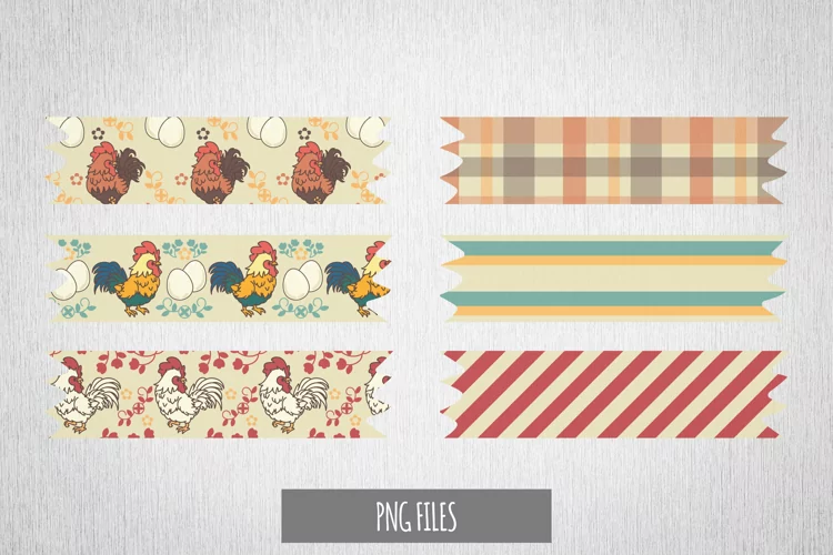 Vintage Chicken Seamless Pattern Tape