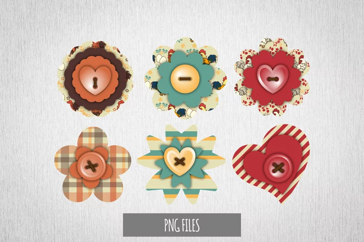Vintage Chicken Seamless Pattern Button