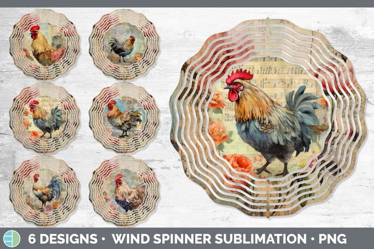 Vintage Chicken Wind Spinner | Sublimation Spinner Designs B