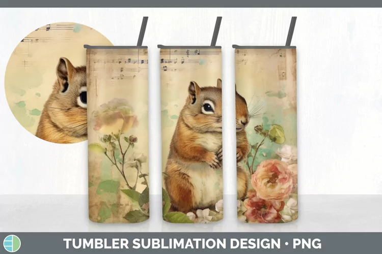 Vintage Chipmunk Tumbler | Sublimation 20 oz Skinny Tumbler