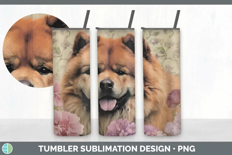 Vintage Chow Chow Dog Tumbler | Sublimation 20 oz Skinny Tum