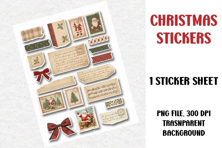 Christmas Stickers Sheet, Printable Stickers