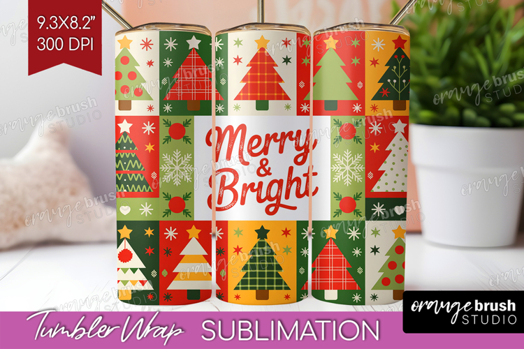 Vintage Christmas Tumbler Wrap - Retro Xmas Tumbler PNG