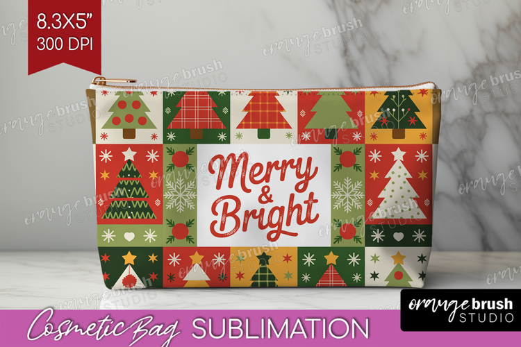 Vintage Christmas Cosmetic Bag - Retro Xmas Makeup Bag PNG