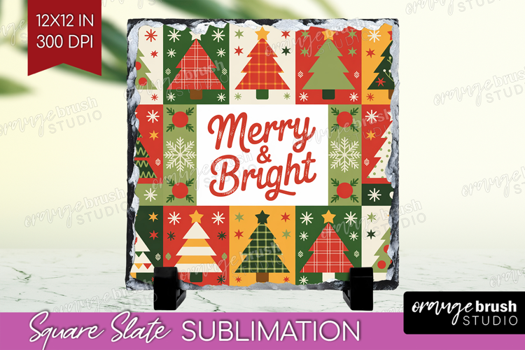 Vintage Christmas Slate PNG - Retro Xmas Square Slate