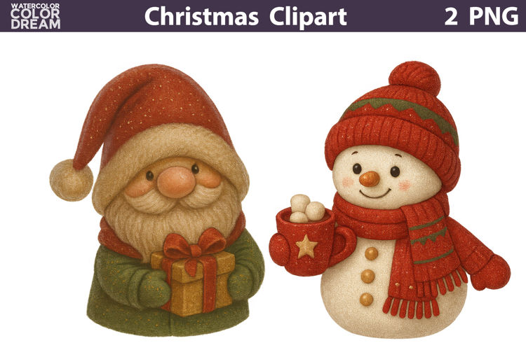 Vintage Christmas Clipart | Cute Characters Sublimation