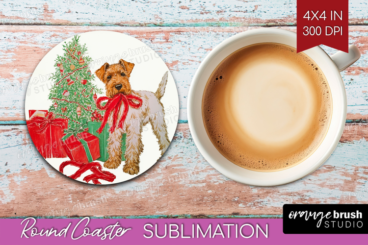 Vintage Christmas Round Coaster - Retro Xmas Coaster PNG