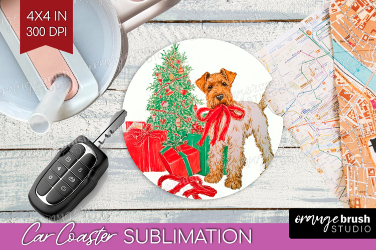 Vintage Christmas Car Coaster - Retro Xmas Coaster PNG