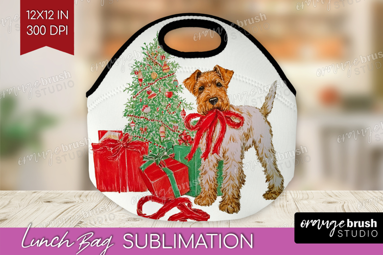 Vintage Christmas Lunch Bag - Retro Xmas Lunch Bug PNG