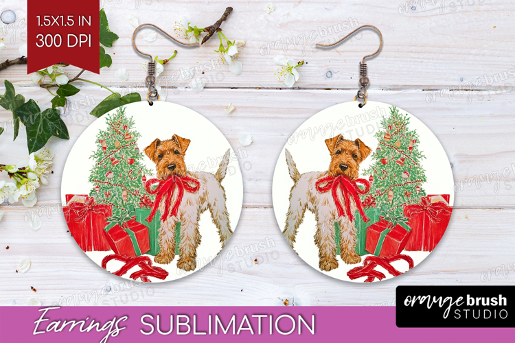 Vintage Christmas Round Earrings - Retro Xmas PNG