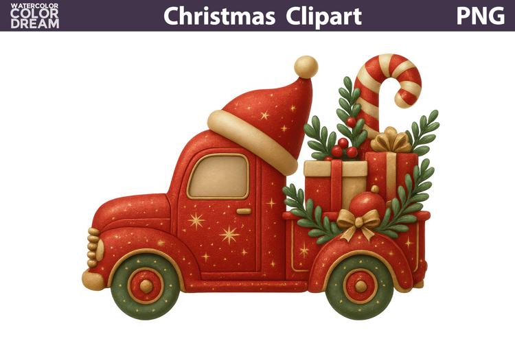 Vintage Christmas Clipart | Christmas Red Truck