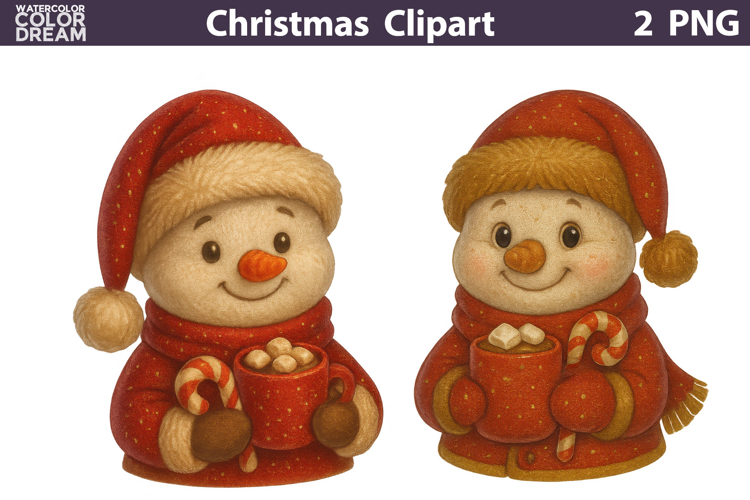 Vintage Christmas Clipart | Cute Snowman Sublimation