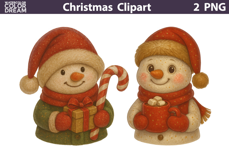 Vintage Christmas Clipart | Cute Snowman Sublimation