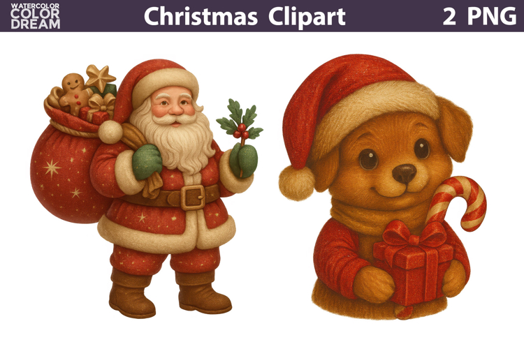 Vintage Christmas Clipart | Cute Christmas Sublimation