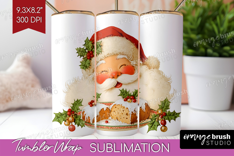 Vintage Christmas Tumbler Wrap - Retro Xmas Tumbler PNG