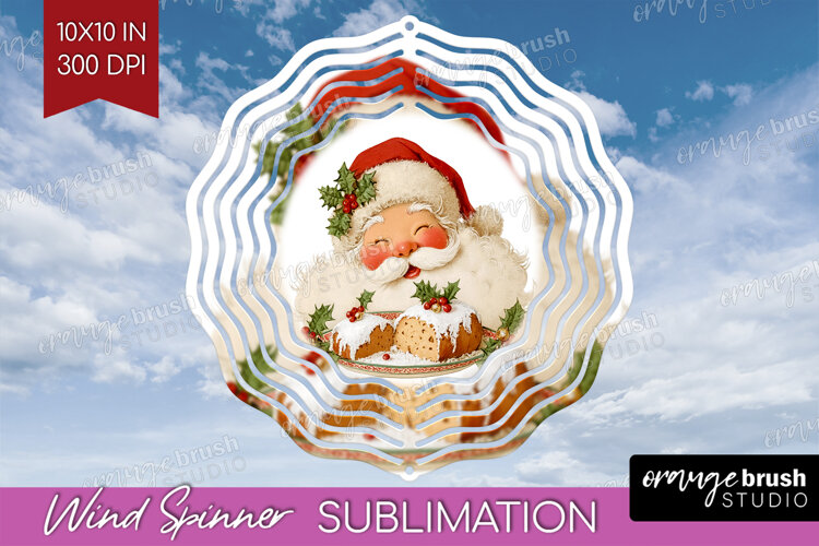 Vintage Christmas Wind Spinner Sublimation PNG - Retro Xmas example image 1