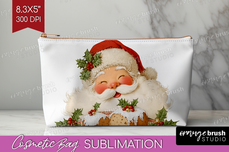 Vintage Christmas Cosmetic Bag - Retro Xmas Makeup Bag PNG