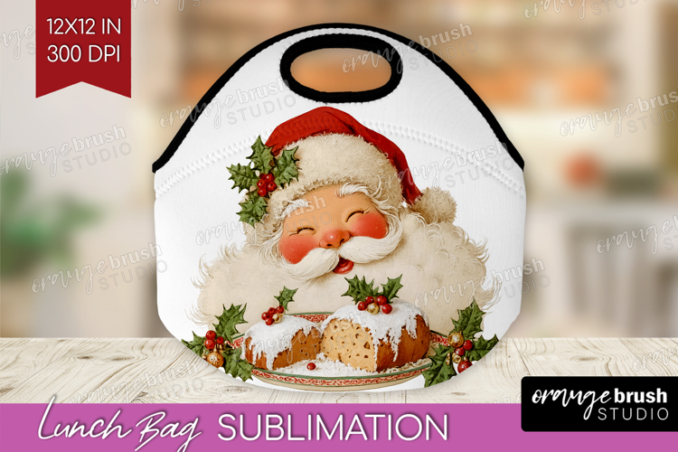 Vintage Christmas Lunch Bag - Retro Xmas Lunch Bug PNG