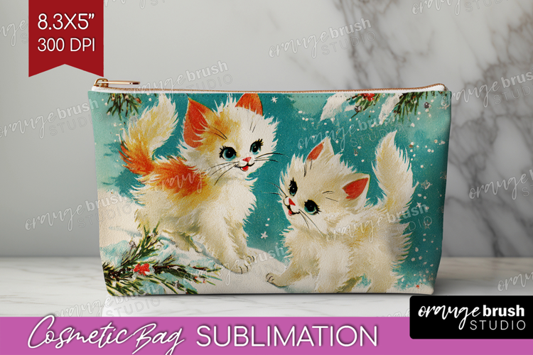 Vintage Christmas Cosmetic Bag - Retro Xmas Makeup Bag PNG