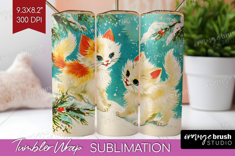 Vintage Christmas Tumbler Wrap - Retro Xmas Tumbler PNG