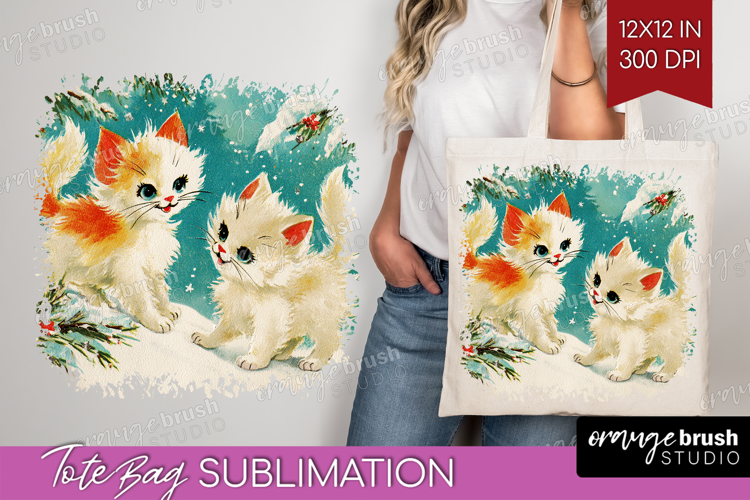 Vintage Christmas Tote Bag - Retro Xmas Tote Bag PNG