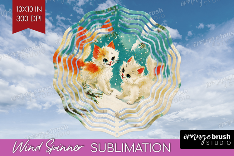 Vintage Christmas Wind Spinner Sublimation PNG - Retro Xmas