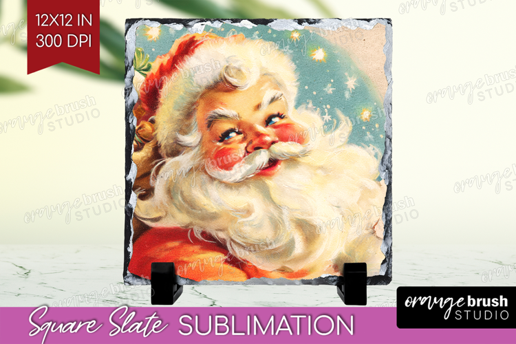 Vintage Christmas Slate PNG - Retro Xmas Square Slate