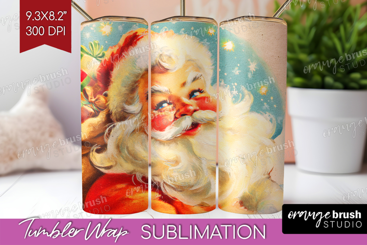 Vintage Christmas Tumbler Wrap - Retro Xmas Tumbler PNG