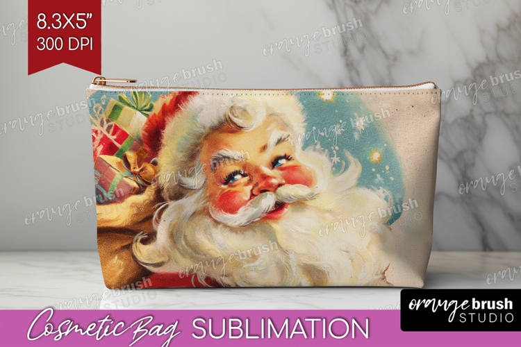Vintage Christmas Cosmetic Bag - Retro Xmas Makeup Bag PNG