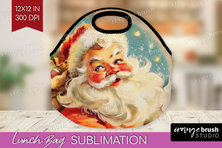 Vintage Christmas Lunch Bag - Retro Xmas Lunch Bug PNG
