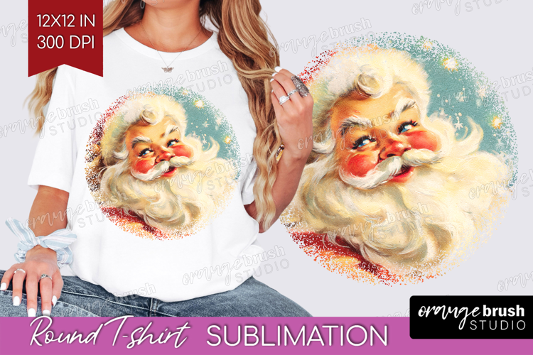 Vintage Christmas Round Tshirt Background - Retro Xmas PNG
