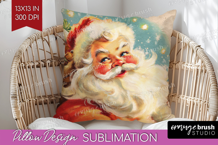 Vintage Christmas Pillow Sublimation - Retro Xmas Pillow PNG