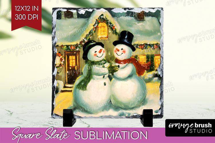 Vintage Christmas Slate PNG - Retro Xmas Square Slate