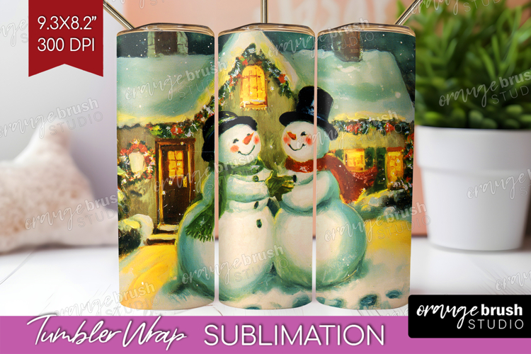 Vintage Christmas Tumbler Wrap - Retro Xmas Tumbler PNG