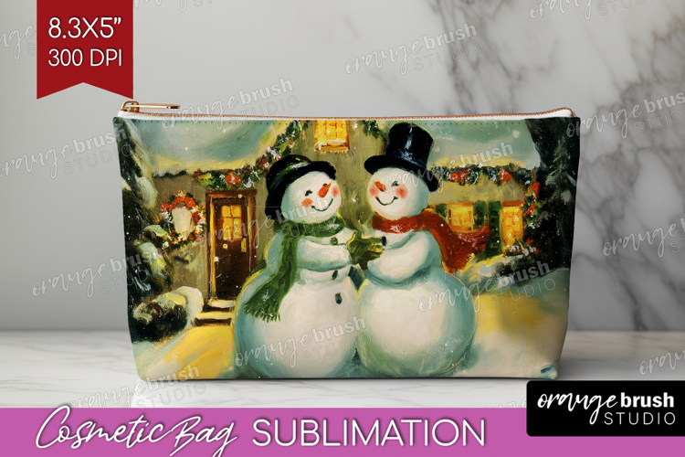 Vintage Christmas Cosmetic Bag - Retro Xmas Makeup Bag PNG