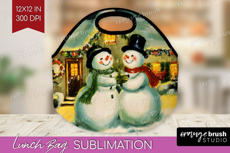 Vintage Christmas Lunch Bag - Retro Xmas Lunch Bug PNG