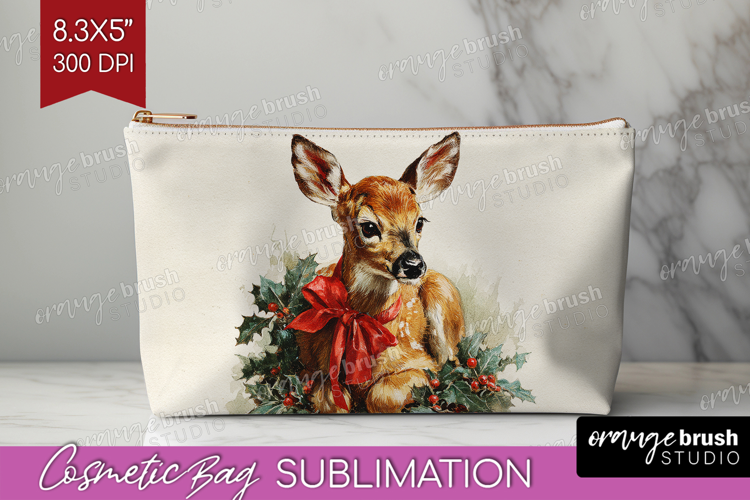 Vintage Christmas Cosmetic Bag - Retro Xmas Makeup Bag PNG